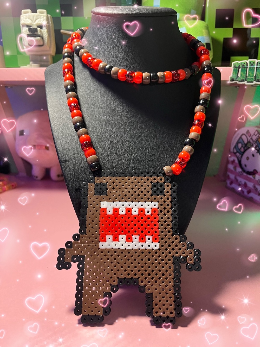 Kids Brown Domo-Style Bead Necklace with Red Accent